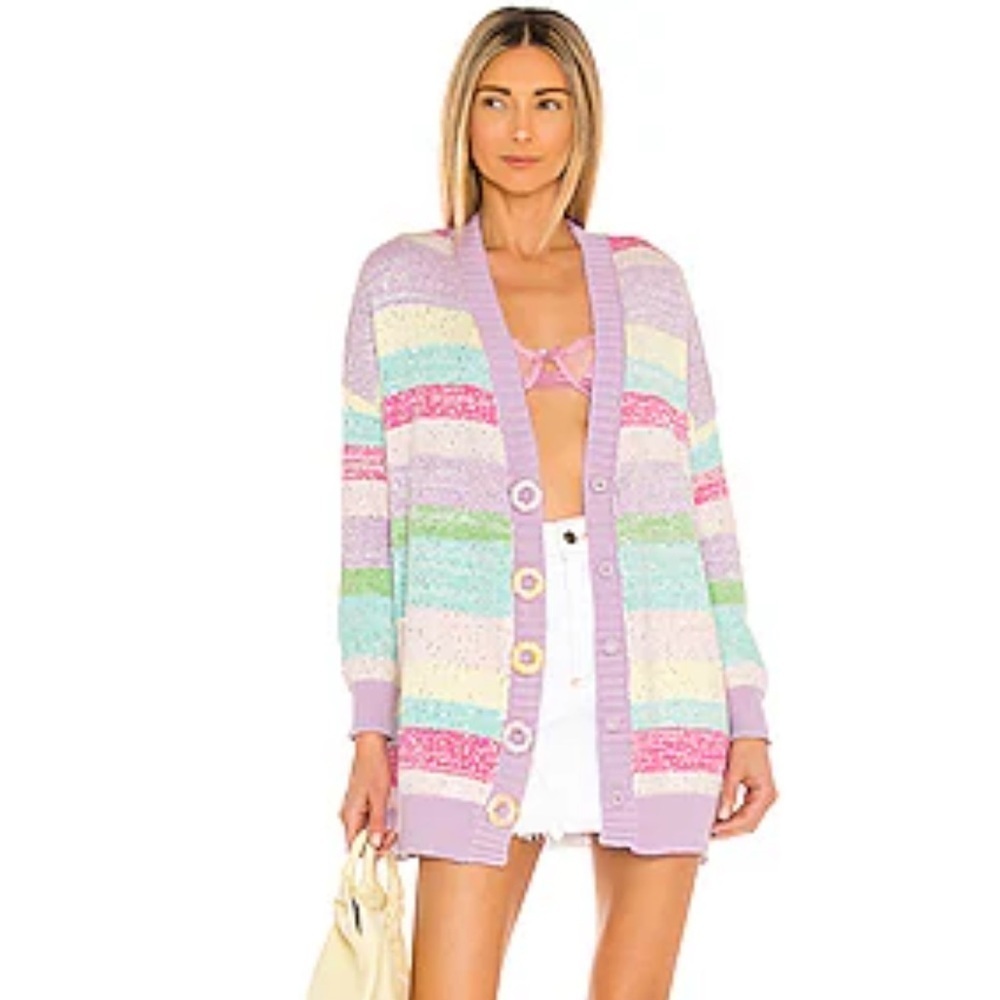 OLIVIA RUBIN Purple and Pink Cardigan Sweater XS